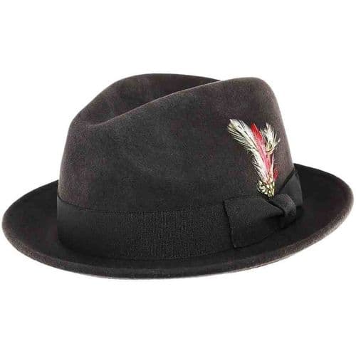 Brown Wool Felt C-Crown Trilby Hat