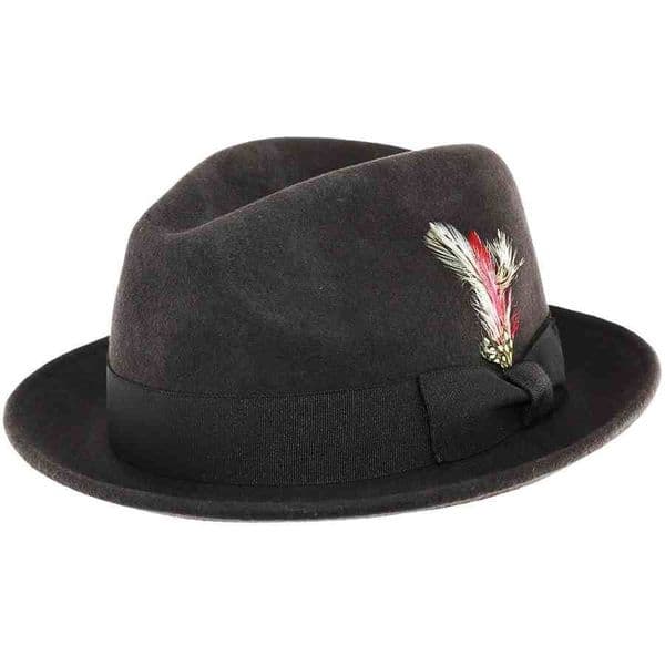 Brown Wool Felt C-Crown Trilby Hat