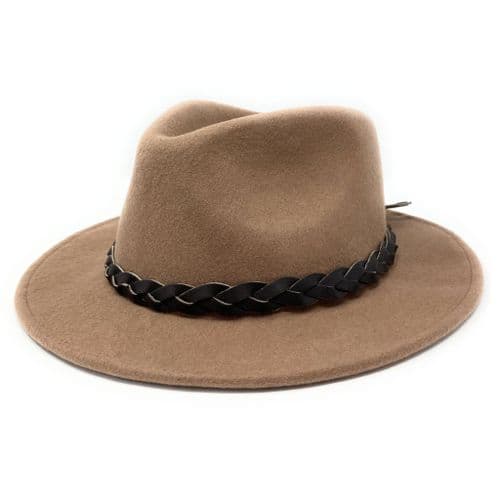 Camel Fedora Hat: Wool - Edgeworth