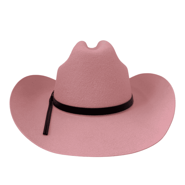 Cattleman Cowboy Hat with black and brown leather band  - Dusty Rose Pink