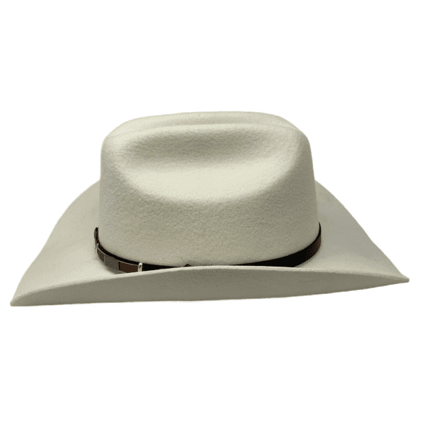 Cattleman Cowboy Hat with black and brown leather band  - Off-White