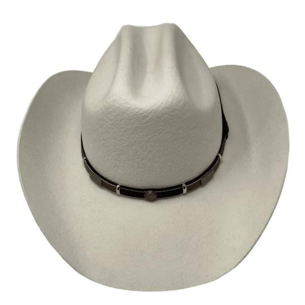 Cattleman Cowboy Hat with black and brown leather band  - Off-White