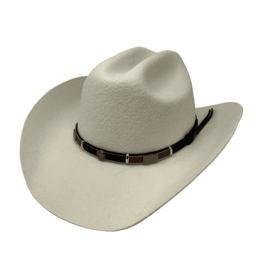 Cattleman Cowboy Hat with black and brown leather band - Off-White