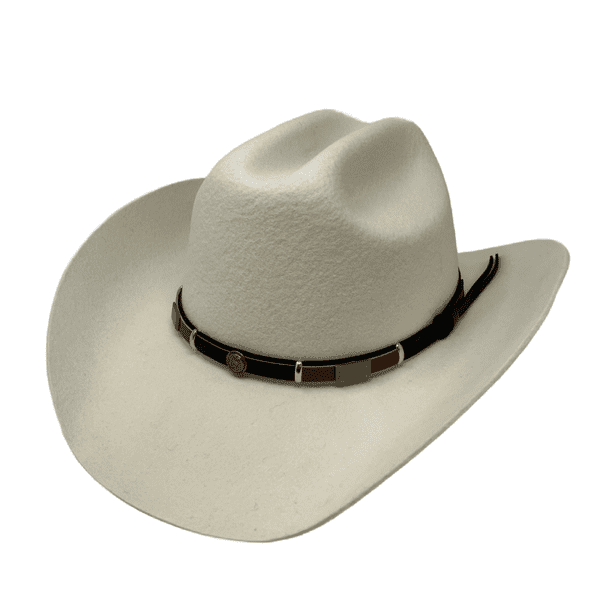 Cattleman Cowboy Hat with black and brown leather band  - Off-White