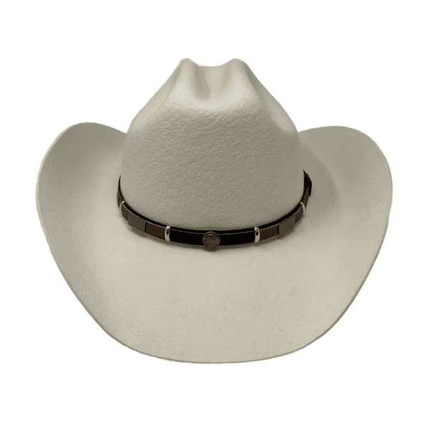 Cattleman Cowboy Hat with black and brown leather band  - Off-White