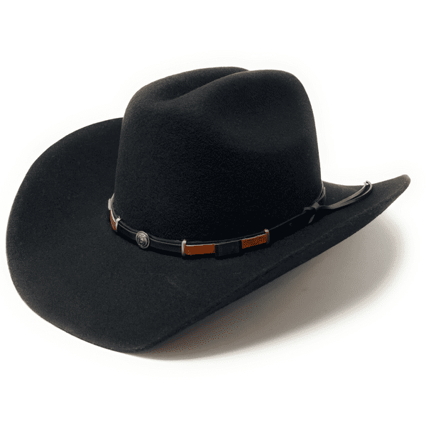 Cattleman Western Cowboy Hat with black and brown leather band - Black