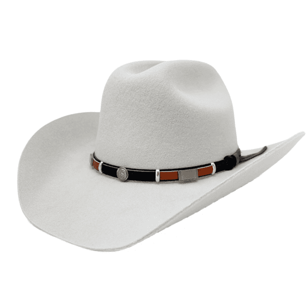 Cattleman Western Cowboy Hat with black and brown leather band - Light Grey