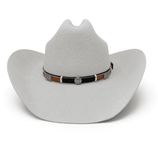 Cattleman Western Cowboy Hat with black and brown leather band - Light Grey