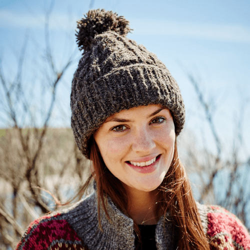 Chamonix Bobble Beanie Hat - Bark Brown