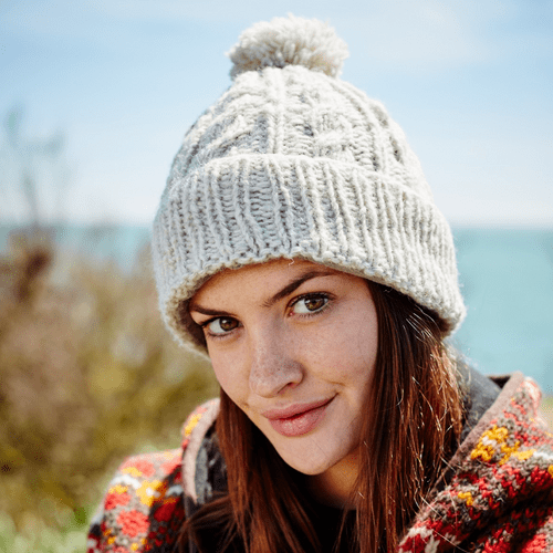 Chamonix Cable Knit Bobble Hat - Oatmeal