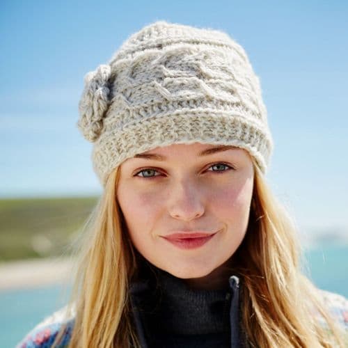 Chamonix Flower Beanie Hat - Oatmeal