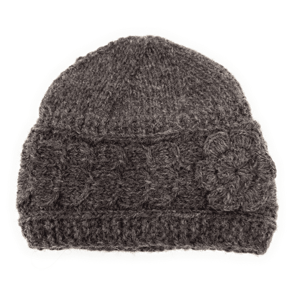 Chamonix Single Flower Beanie Hat - Bark Brown