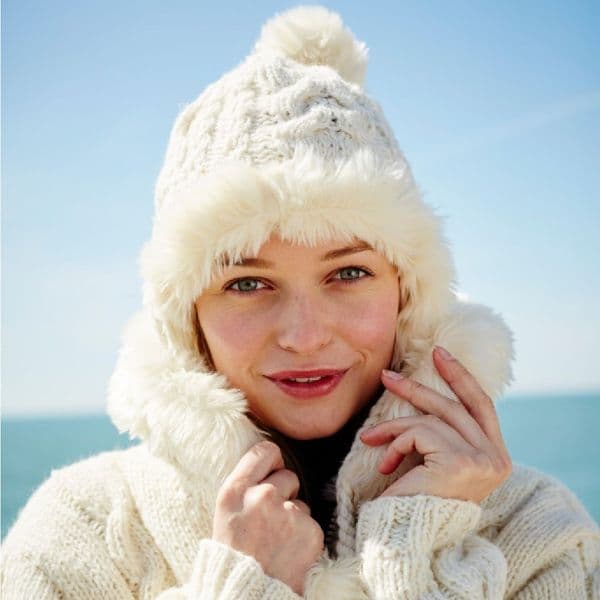 Chamonix Wool/Faux Fur Chullo - Cream - Size XS