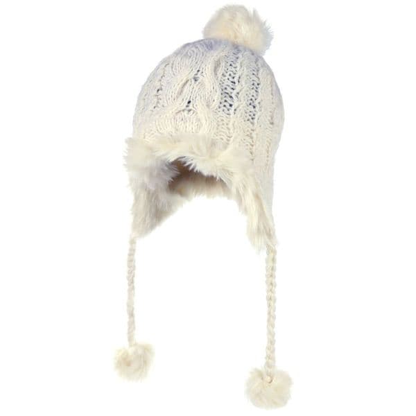 Chamonix Wool/Faux Fur Chullo - Cream - Size XS