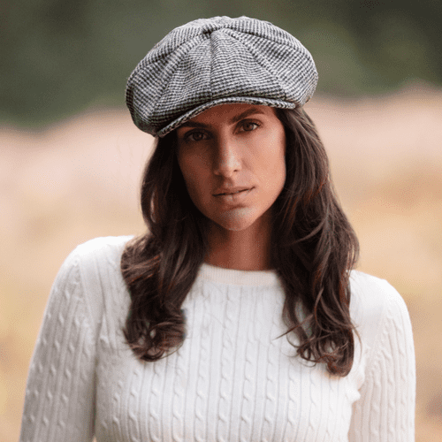 Charcoal Wool Tweed Bakerboy/Newsboy 8-piece cap