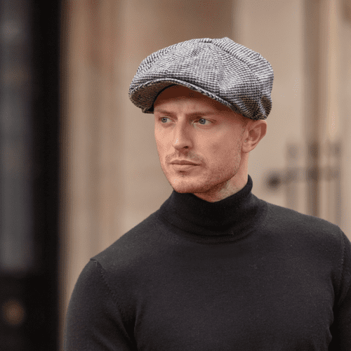 Charcoal Wool Tweed Newsboy/Bakerboy 8-piece cap