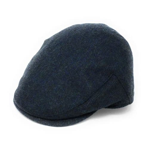 Cheshire Wool Herringbone Blue Flat Cap