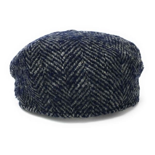 Chunky Tweed Herringbone Newsboy Bakerboy Cap (Navy or Grey)