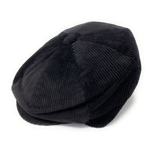Cord Bakerboy Newsboy Cap - Black