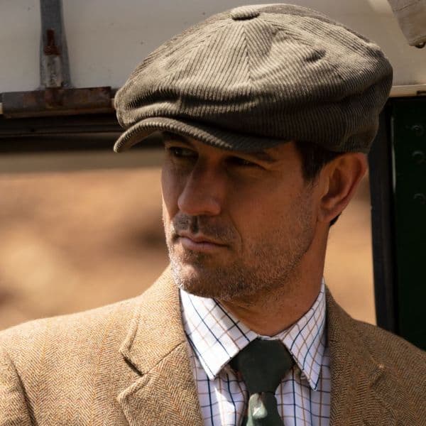 Cord Bakerboy Newsboy Cap - Green