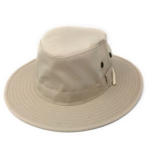 Cotton Summer Sun Hat with Chin Strap - Stone - Rambler