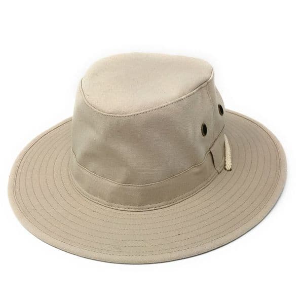 Cotton Summer Sun Hat with Chin Strap - Stone - Rambler