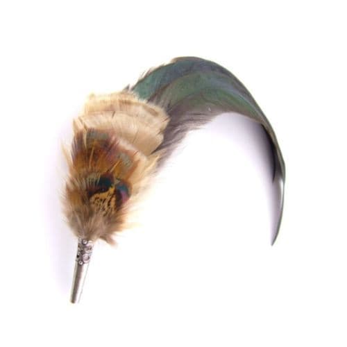 Country Feather Brooch - Bronze Coque and Pheasant feathers