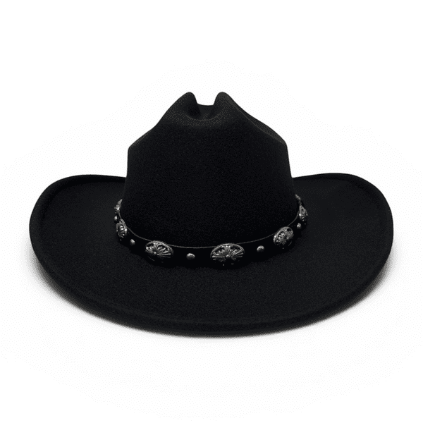 Cowboy Cattleman Hat Black Wool Felt with Buckle Trim