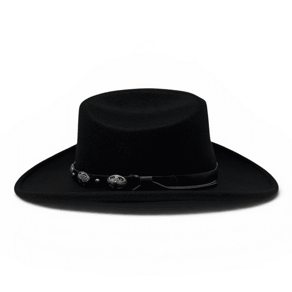 Cowboy Cattleman Hat Black Wool Felt with Buckle Trim