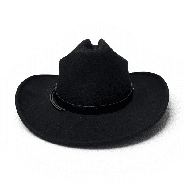 Cowboy Cattleman Hat Black Wool Felt with Buckle Trim