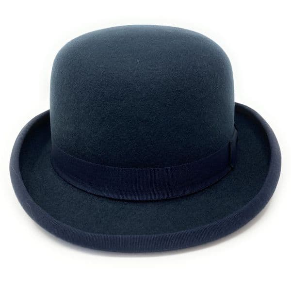 Dark Navy Wool Bowler Hat - Lined