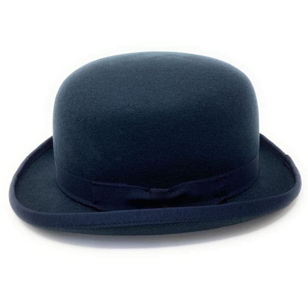 Dark Navy Wool Bowler Hat - Lined