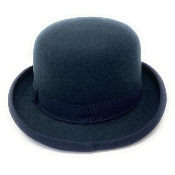 Dark Navy Wool Bowler Hat - Lined