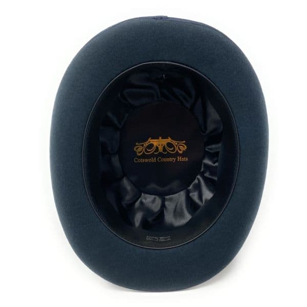 Dark Navy Wool Bowler Hat - Lined