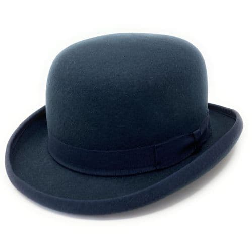 Dark Navy Wool Bowler Hat - Lined