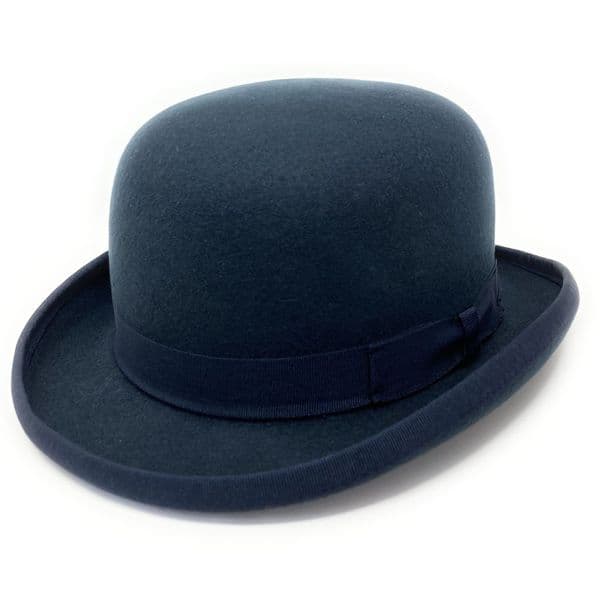 Dark Navy Wool Bowler Hat - Lined
