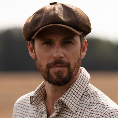 Distressed Leather Newsboy Bakerboy Cap