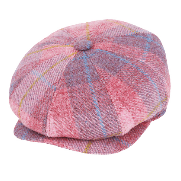 Dusty Pink Check Harris Tweed News/Baker boy Cap