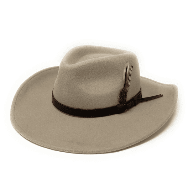 Fedora Cowboy Hat Crushable Safari with Removable Feather - Sand