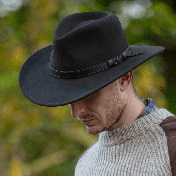 Fedora Cowboy Wide Brimmed Hat Crushable Safari with Removable Feather