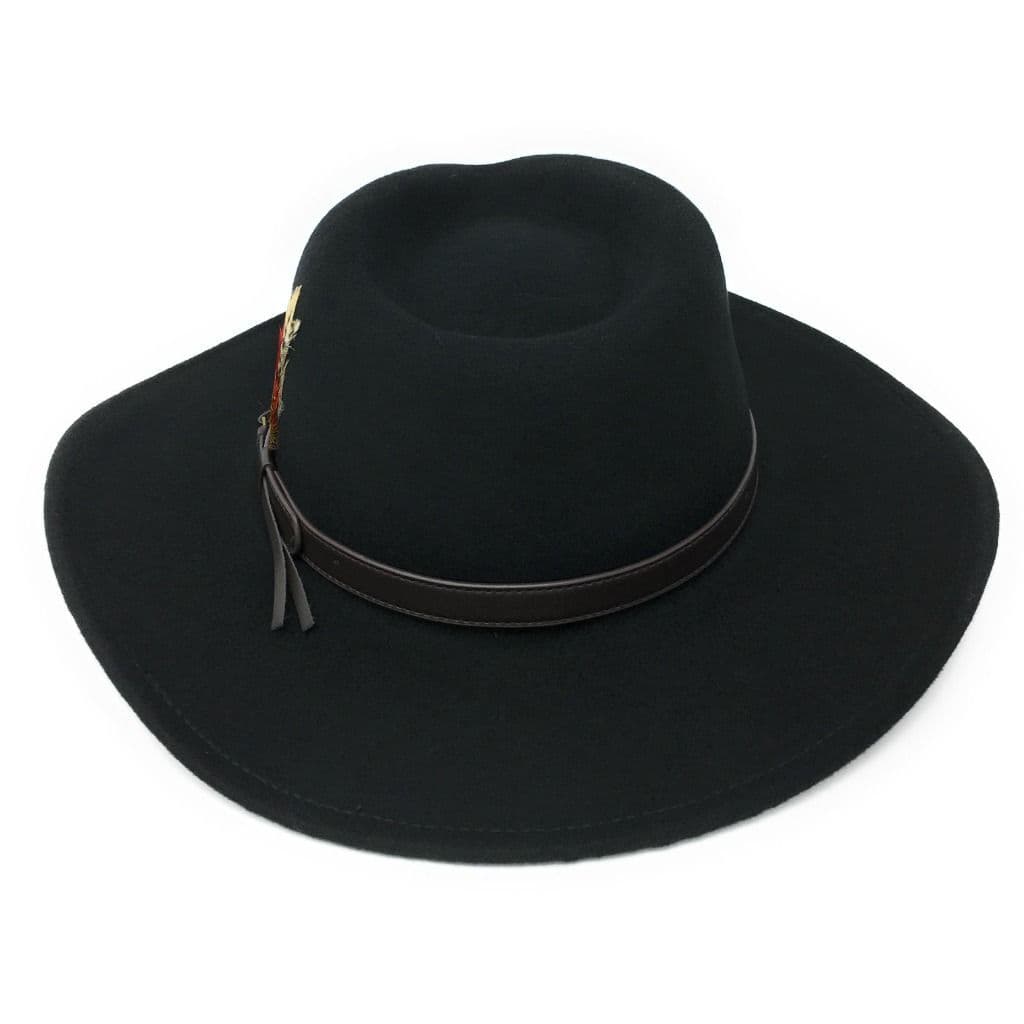 Fedora Cowboy Wide Brimmed Hat Crushable Safari with Removable Feather