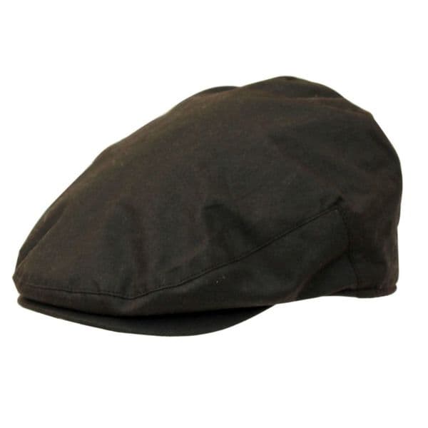 Flat Cap: Waxed Cotton, Showerproof - Brown, Navy Blue or Green