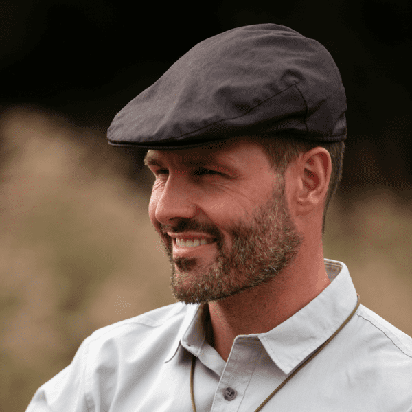 Flat Cap: Waxed Cotton, Showerproof - Brown, Navy Blue or Green
