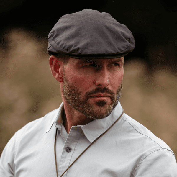 Flat Cap: Waxed Cotton, Showerproof - Brown, Navy Blue or Green