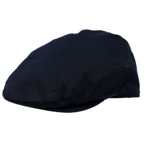 Flat Cap: Waxed Cotton, Showerproof - Navy Blue