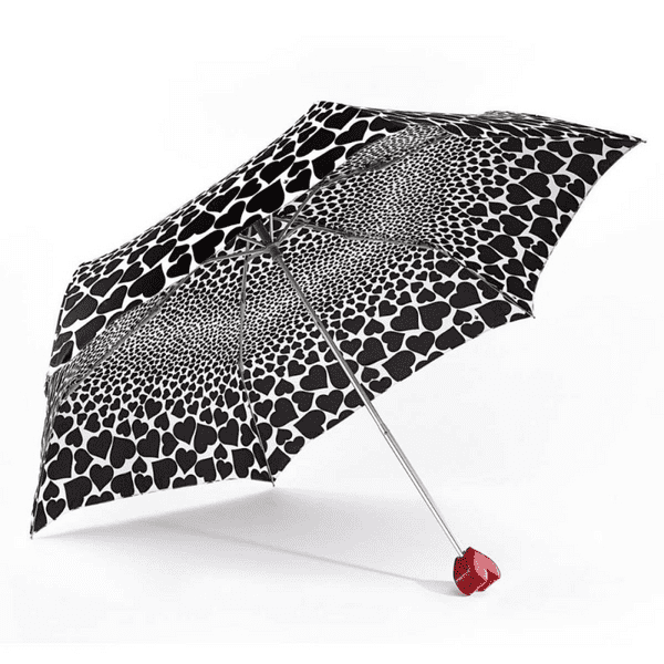 Fulton Black and White Falling Hearts Curio UV Umbrella