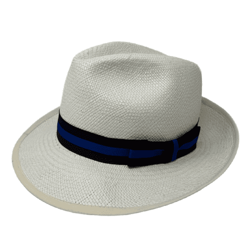 Genuine Authentic Toquila Straw Panama Hat with Striped Band - Kensington Summer Fedora