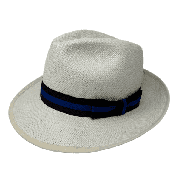 Genuine Authentic Toquila Straw Panama Hat with Striped Band - Kensington Summer Fedora