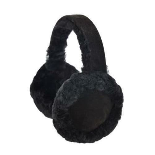 Genuine Sheepskin Earmuffs With Gift Box - Black