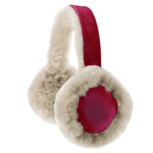 Genuine Sheepskin Earmuffs With Gift Box - Raspberry